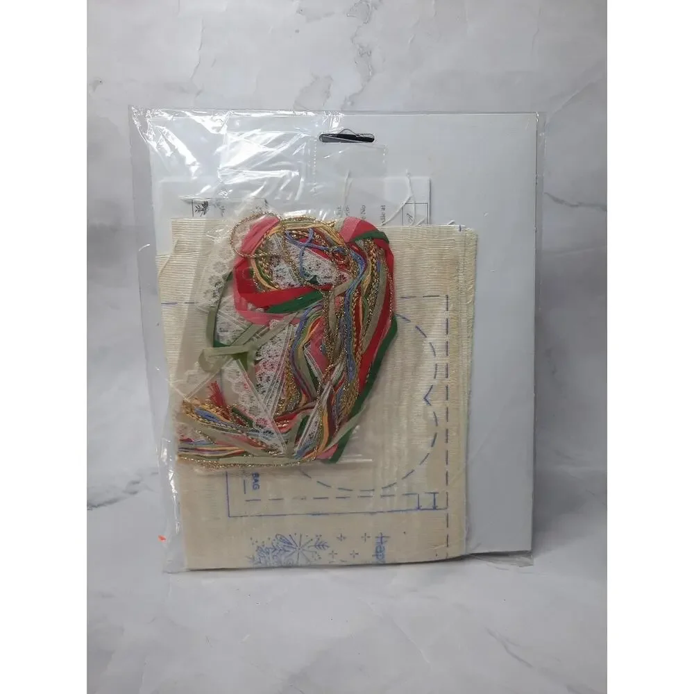 Vintage Bucilla Ribbon Embroidery Holiday Gift Set 83290 Happy Holidays